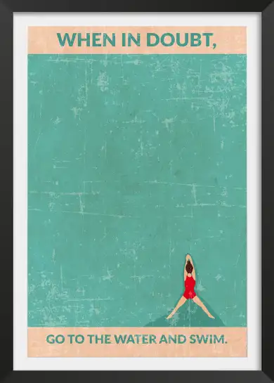 Affiche rétro swimming - citation apaisante et nageuse rétro