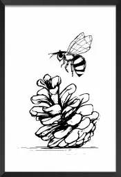 Pomme de pins et abeille - illustration sud ouest