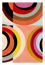 Affiche Géométrique Rétro - Cercles et arcs aux tons pop 70s