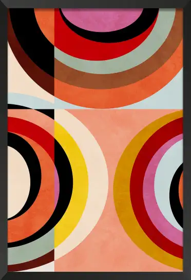 Affiche Géométrique Rétro - Cercles et arcs aux tons pop 70s