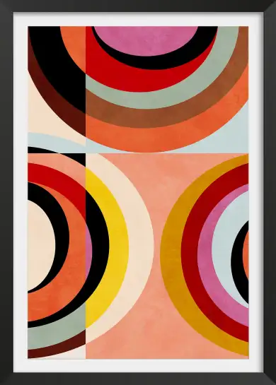 Affiche Géométrique Rétro - Cercles et arcs aux tons pop 70s