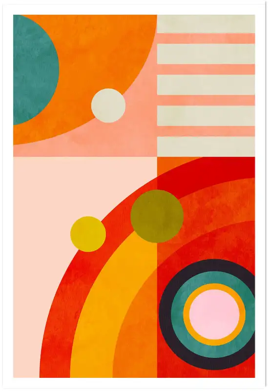 Affiche Modern Graphic Bauhaus - Formes géométriques orange et bleu