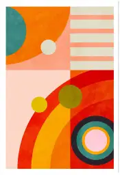 Affiche Modern Graphic Bauhaus - Formes géométriques orange et bleu