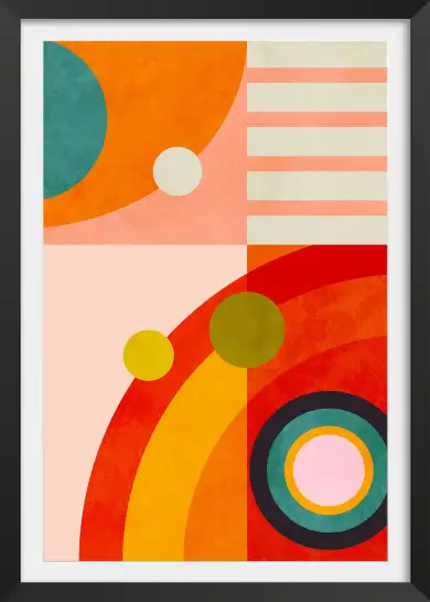 Affiche Modern Graphic Bauhaus - Formes géométriques orange et bleu