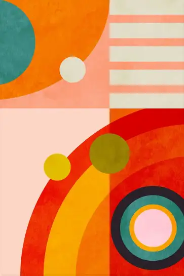 Affiche Modern Graphic Bauhaus - Formes géométriques orange et bleu