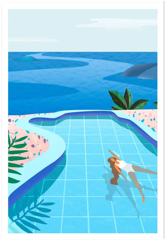 Affiche illustration été -Pool lady