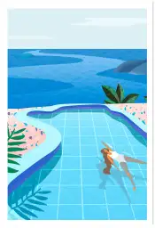 Affiche illustration été -Pool lady