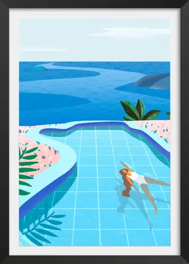 Affiche illustration été -Pool lady