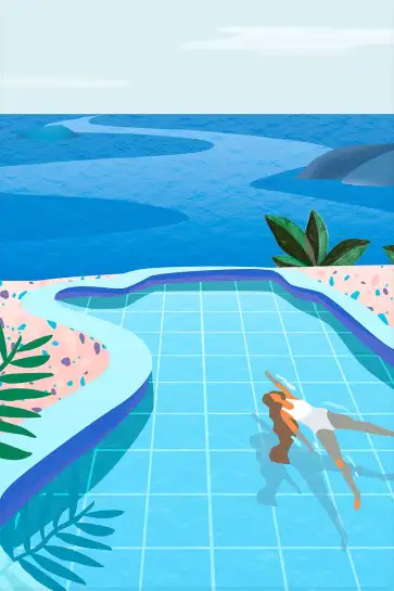 Affiche illustration été -Pool lady