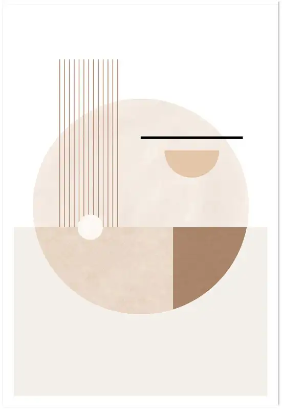 Affiche Design Neutre - Composition géométrique cercle et lignes