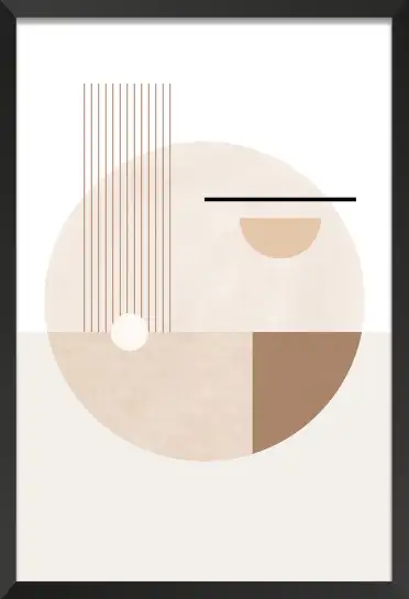 Affiche Design Neutre - Composition géométrique cercle et lignes