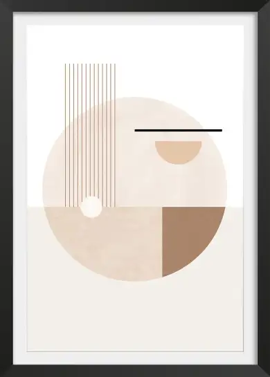 Affiche Design Neutre - Composition géométrique cercle et lignes