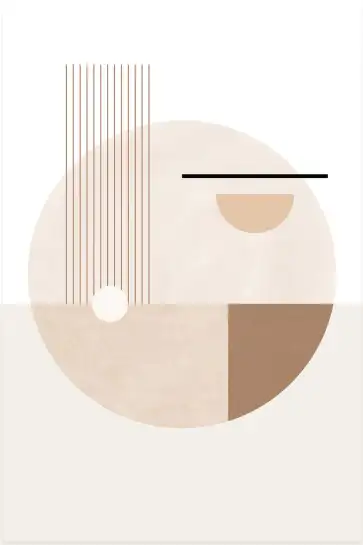 Affiche Design Neutre - Composition géométrique cercle et lignes