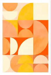 Affiche Mosaïque Orange - Formes géométriques et demi-cercles