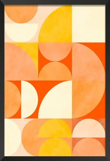 Affiche Mosaïque Orange - Formes géométriques et demi-cercles