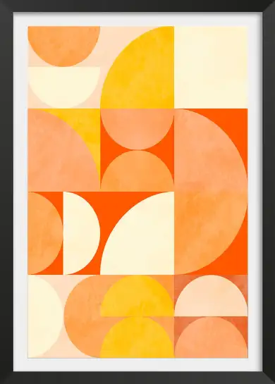 Affiche Mosaïque Orange - Formes géométriques et demi-cercles