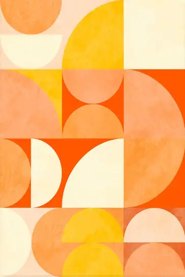 Affiche Mosaïque Orange - Formes géométriques et demi-cercles