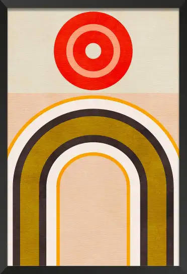 Affiche Graphique Rétro - Arches tricolores et cible rouge