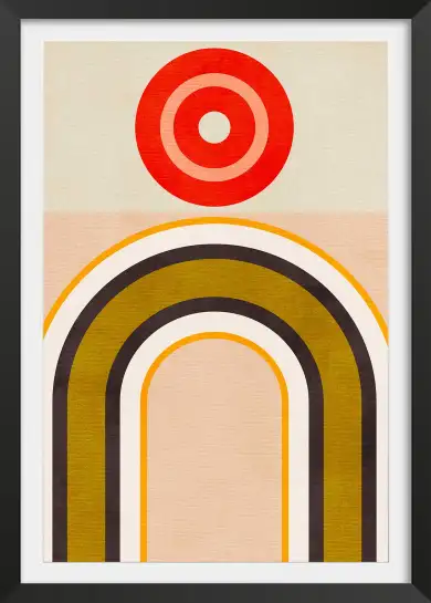 Affiche Graphique Rétro - Arches tricolores et cible rouge