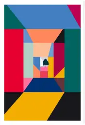 Tableau abstrait géométrique multicolore - Perspective contemporaine