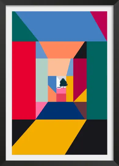 Tableau abstrait géométrique multicolore - Perspective contemporaine