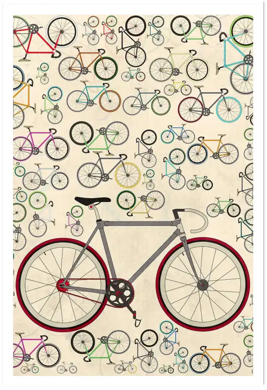 Tableau illustration vélos rétro