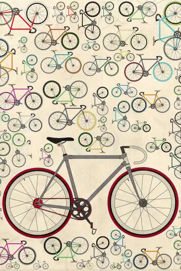 Tableau illustration vélos rétro