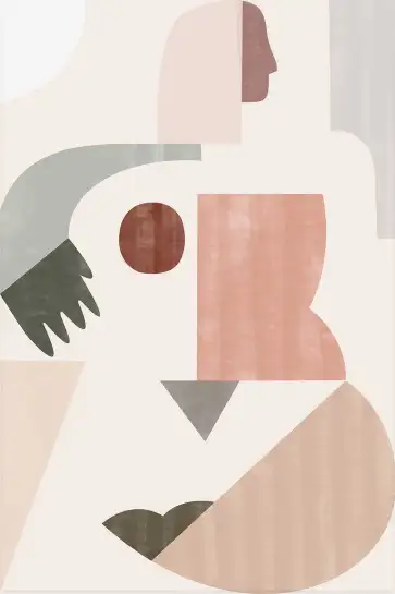 Affiche silhouette féminine abstraite terracotta