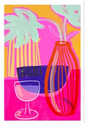 Affiche nature morte moderne rose fluo