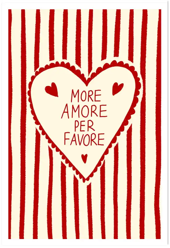 Affiche amour vintage rayures rouges