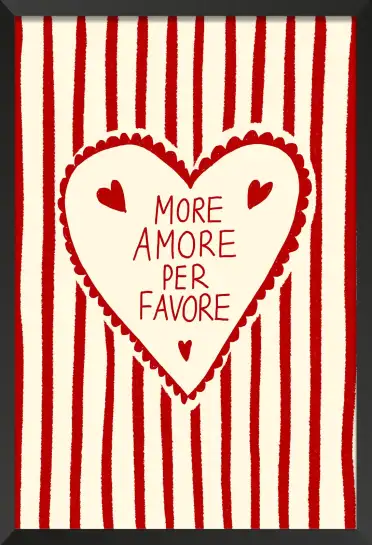 Affiche amour vintage rayures rouges
