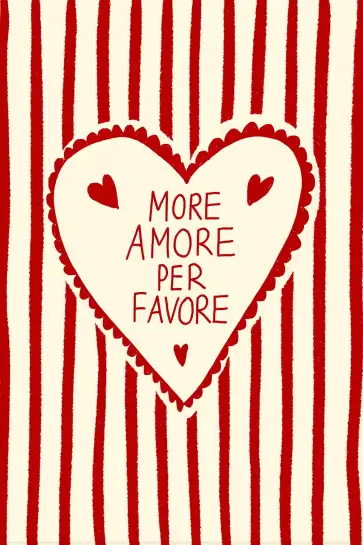 Affiche amour vintage rayures rouges