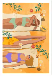 Affiche illustration estivale bronzage et cocktails