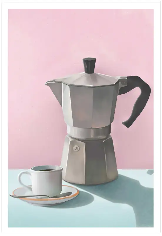 Affiche illustration cafetière moka vintage