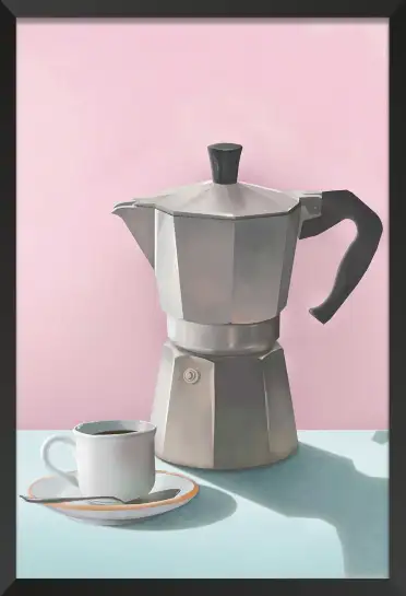 Affiche illustration cafetière moka vintage