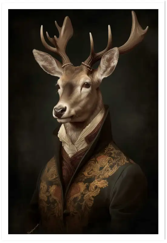 Affiche portrait cerf costume vintage