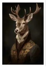Affiche portrait cerf costume vintage