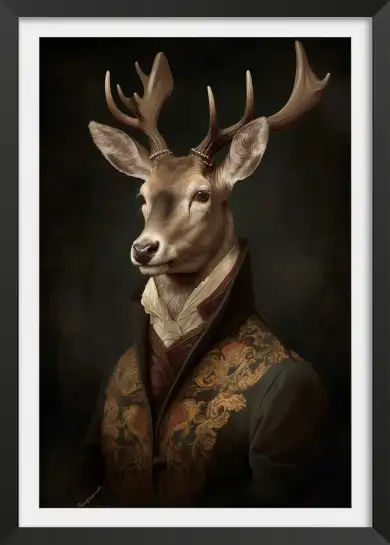 Affiche portrait cerf costume vintage