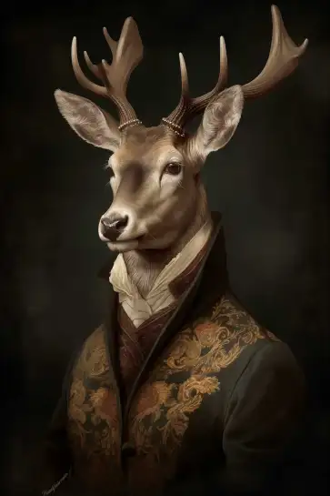 Affiche portrait cerf costume vintage