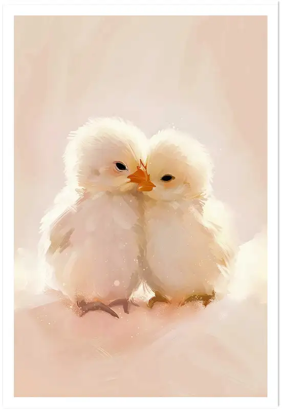 Affiche peinture poussins duveteux