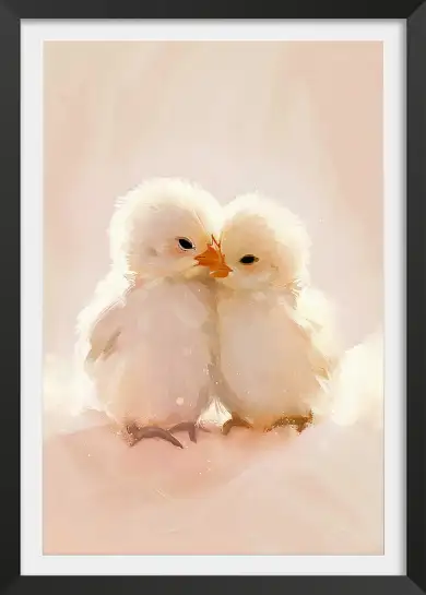 Affiche peinture poussins duveteux