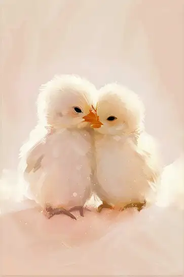 Affiche peinture poussins duveteux