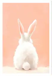 Affiche peinture lapin blanc de dos