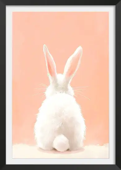 Affiche peinture lapin blanc de dos