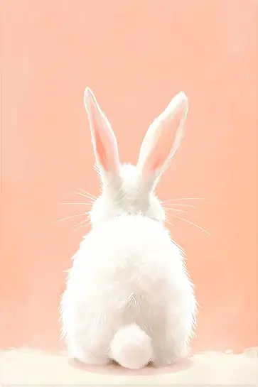 Affiche peinture lapin blanc de dos