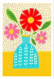 Affiche bouquet fleurs vintage