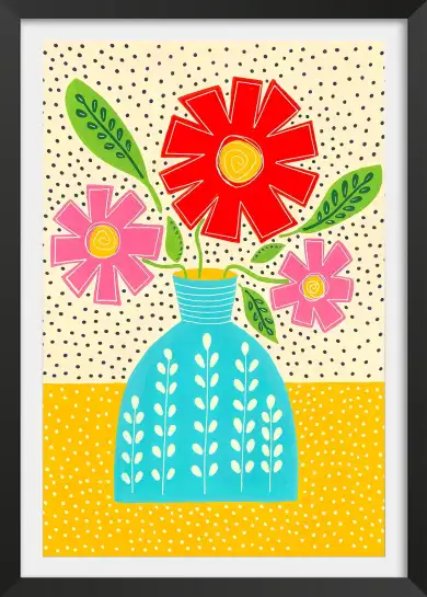 Affiche bouquet fleurs vintage
