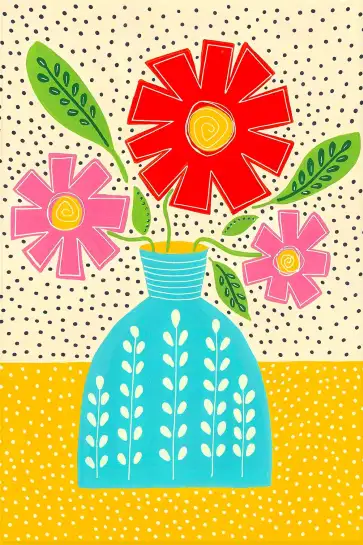 Affiche bouquet fleurs vintage