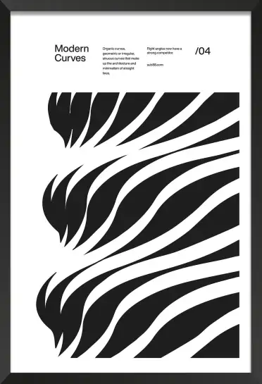 Affiche art abstrait modern curves noir et blanc