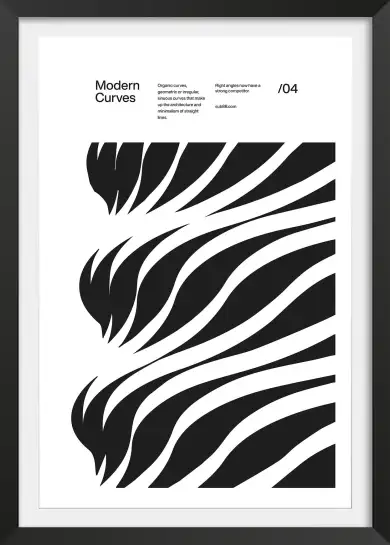 Affiche art abstrait modern curves noir et blanc